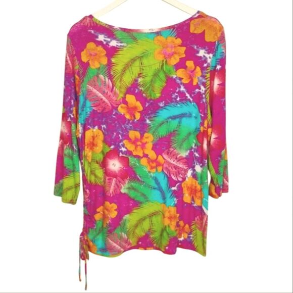 Palm Harbour Tropical three quarter sleeve side runch with drawstings size XL - Picture 7 of 7